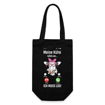 Meine Kühe Rufen An Ich Muss Los Bauer Bäuerin - Geschenkbeutel für Flaschen - Schwarz - Vorne