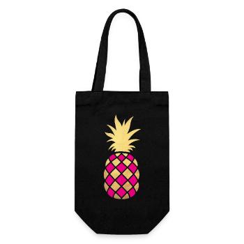 Motif d’ananas Gold Plaid Exotic d’été - Sac à bouteille - noir - Devant