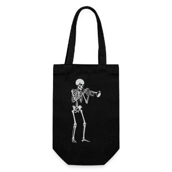 Skeleton spielt Trompete - Geschenkbeutel für Flaschen - Schwarz - Vorne