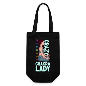 Verrückte Chakra-Lady - Geschenkbeutel für Flaschen - Schwarz - Vorne