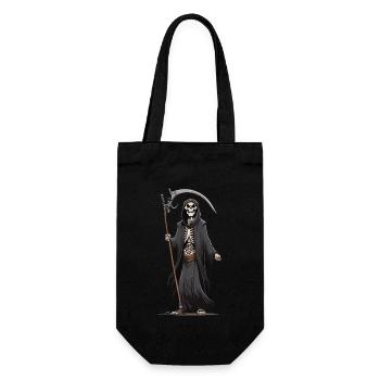 Dessin animé Grim Reaper Halloween squelette d’os - Sac à bouteille - noir - Devant