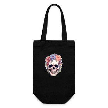 Human Skull & Flowers 14 - Gift Bag for Bottles - black - Front