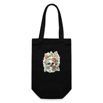 Human Skull & Flowers 10 - Gift Bag for Bottles - black - Front