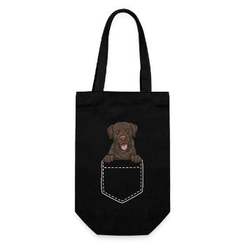 Schoko Brauner Labrador Retriever Hund - Geschenkbeutel für Flaschen - Schwarz - Vorne
