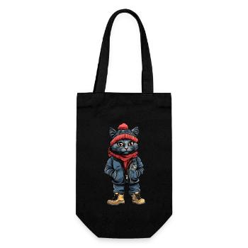 Cat Winter Fashion - Gift Bag for Bottles - black - Front