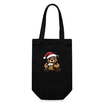 Bear Christmas Beer Funny - Gift Bag for Bottles - black - Front