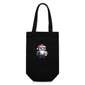 Owl Christmas Beer Funny - Gift Bag for Bottles - black - Front