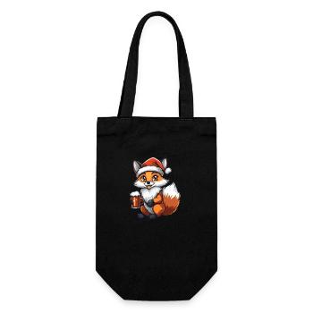 Fuchs Weihnachten Bier Lustig - Geschenkbeutel für Flaschen - Schwarz - Vorne