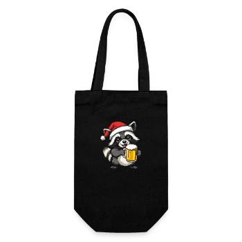 Raccoon Christmas Beer Funny - Gift Bag for Bottles - black - Front