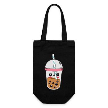 Ein lustiges Kawaii Gesicht Boba Tea Bubble Tea - Geschenkbeutel für Flaschen - Schwarz - Vorne
