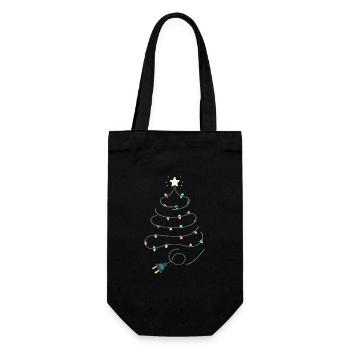 Weihnachtsbaum Lichterketten Design - Geschenkbeutel für Flaschen - Schwarz - Vorne