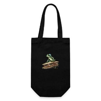 Cool frog with cap rides skateboard - Gift Bag for Bottles - black - Front