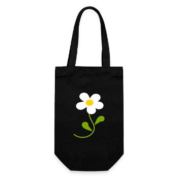 Gänseblümchen Blume weiß weiße Blume Blumen weiß - Geschenkbeutel für Flaschen - Schwarz - Vorne