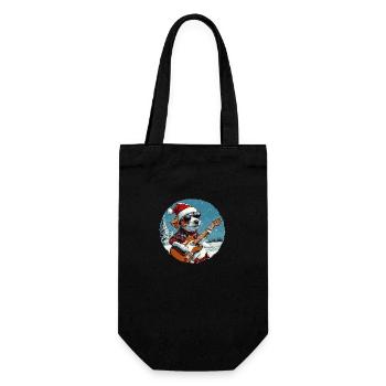 Jack Russel Terrier Hund Weihnachten Gitarre - Geschenkbeutel für Flaschen - Schwarz - Vorne