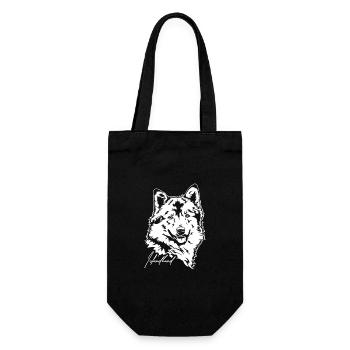 Islandhund Portrait Hunde Hund Wilsigns - Geschenkbeutel für Flaschen - Schwarz - Vorne