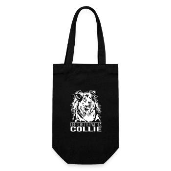 Langhaar Collie life is better Hunde Wilsigns - Geschenkbeutel für Flaschen - Schwarz - Vorne