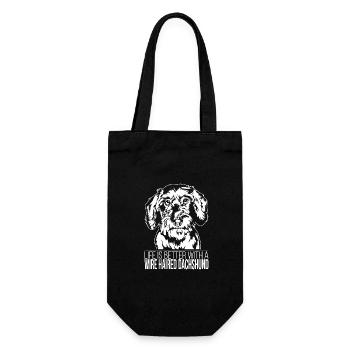 Wire Haired Dachshund life is better Hund Wilsigns - Geschenkbeutel für Flaschen - Schwarz - Vorne
