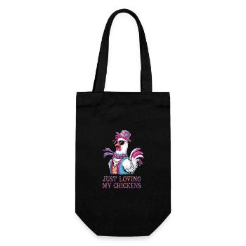 I Love My Chickens - Funny Chickens Cartoon - Gift Bag for Bottles - black - Front