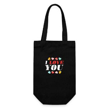 Je t’aime Coeur Mignon Saint-Valentin - Sac à bouteille - noir - Devant