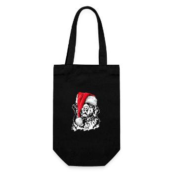 Santa Neufundländer Weihnachten Hunde Wilsigns - Geschenkbeutel für Flaschen - Schwarz - Vorne