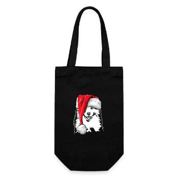 Santa Samojede Weihnachten Hunde Hund Wilsigns - Geschenkbeutel für Flaschen - Schwarz - Vorne