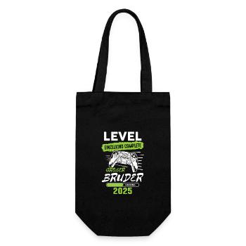 Level Einzelkind Complete Großer Bruder 2025 - Geschenkbeutel für Flaschen - Schwarz - Vorne