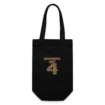 Cute 4st Birthday Gift 4 Year Old Block Building - Gift Bag for Bottles - black - Front