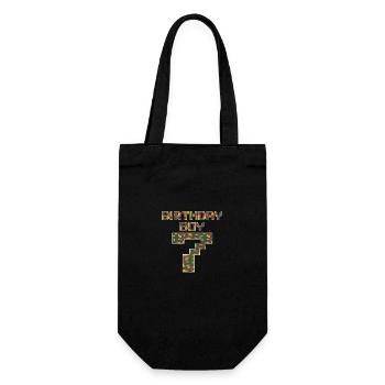 Cute 7th Birthday Gift 7 Year Old Block Building - Gift Bag for Bottles - black - Front