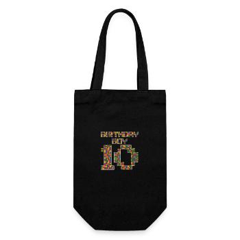 Süßes Geschenk zum 10. Geburtstag 10 Jahre alter Block - Geschenkbeutel für Flaschen - Schwarz - Vorne