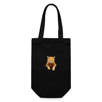 Cute Yellow Cat Kitty in Pocket - Best Cat Owner - Gift Bag for Bottles - black - Front