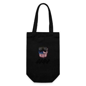 Beard Dada Daddy Dad Bruh Fathers Day Patriotic - Gift Bag for Bottles - black - Front