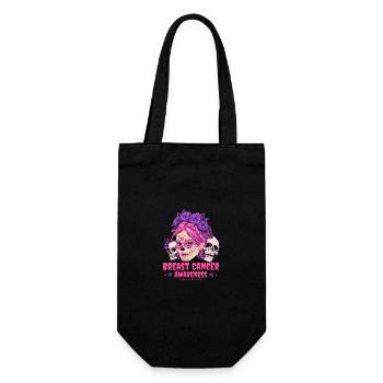 Sugar Skull Pink Ribbon Brustkrebs Bewusstsein - Geschenkbeutel für Flaschen - Schwarz - Vorne