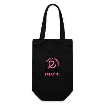 Ich habe Brustkrebs besiegt Pink Ribbon Brustkrebs - Geschenkbeutel für Flaschen - Schwarz - Vorne