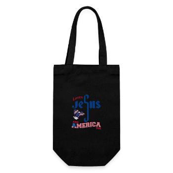 Aime Jésus et l’Amérique aussi, drapeau des États-Unis et 4ème - Sac à bouteille - noir - Devant