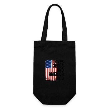 Liebt auch Jesus und Amerika - Geschenkbeutel für Flaschen - Schwarz - Vorne