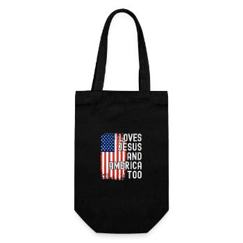 Loves Jesus and America Too with USA Flag for - Gift Bag for Bottles - black - Front