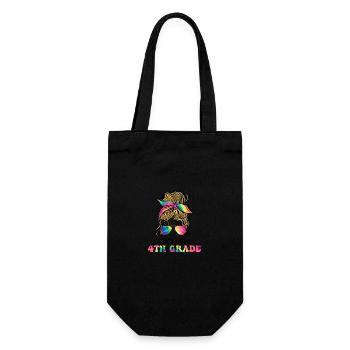 4th Grade Little Miss Messy Bun Tie Dye Back To - Sac à bouteille - noir - Devant