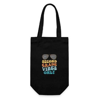 Second Grade Vibes Only Back to School Vintage - Gift Bag for Bottles - black - Front