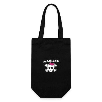 Piratin Madison Design für Mädchen und Frauen - Geschenkbeutel für Flaschen - Schwarz - Vorne