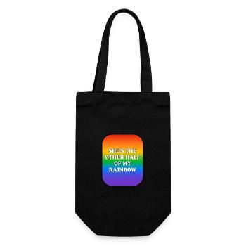 Sie ist die andere Hälfte meines Regenbogens - Geschenkbeutel für Flaschen - Schwarz - Vorne