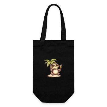 Faultier Sommer Strand Comic - Geschenkbeutel für Flaschen - Schwarz - Vorne