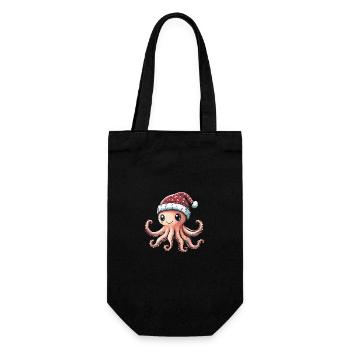 Octopus Christmas Comic - Gift Bag for Bottles - black - Front