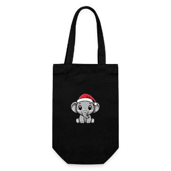 Elefant Weihnachten Niedlich - Geschenkbeutel für Flaschen - Schwarz - Vorne