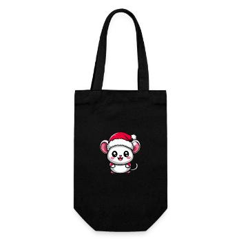 Maus Weihnachten Niedlich - Geschenkbeutel für Flaschen - Schwarz - Vorne