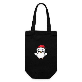 Taube Vogel Weihnachten Niedlich - Geschenkbeutel für Flaschen - Schwarz - Vorne