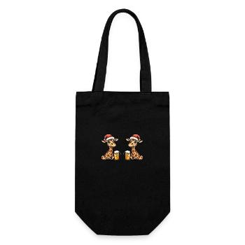 Giraffe Weihnachten Bier Team - Geschenkbeutel für Flaschen - Schwarz - Vorne