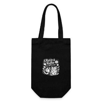 Katze und Kaffee ist alles was ich brauche - Geschenkbeutel für Flaschen - Schwarz - Vorne