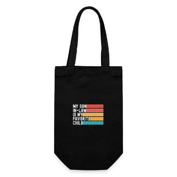 Mein Schwiegersohn Ist Mein Lieblingskind Lustiger Retro - Geschenkbeutel für Flaschen - Schwarz - Vorne