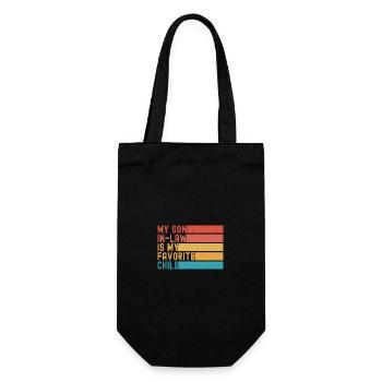 Mein Schwiegersohn Ist Mein Lieblingskind Lustiger Retro - Geschenkbeutel für Flaschen - Schwarz - Vorne
