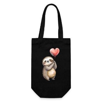 Faultier Herz Aquarell - Geschenkbeutel für Flaschen - Schwarz - Vorne
